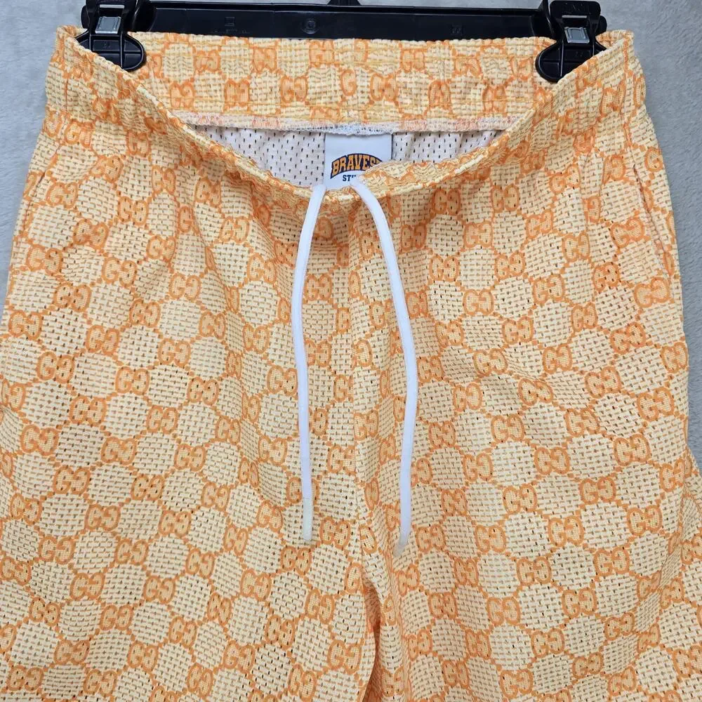 Bravest Studios Mesh Shorts Mens Small GG Orange AOP All Over Print Mesh
